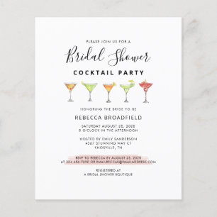 Minimalist Bridal Shower Cocktail Beach Party Invi