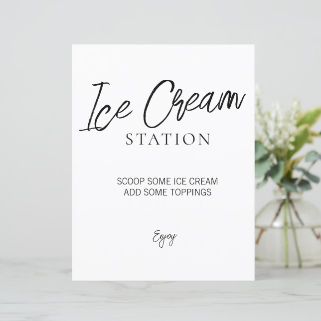 Minimalist Bridal Shower Ice Cream Sign (Standing Front)