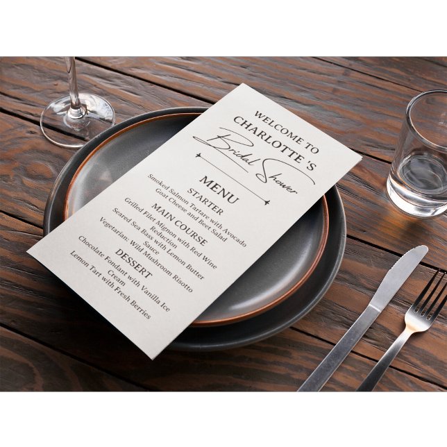 Minimalist Bridal Shower Menu Card (Creator Uploaded)