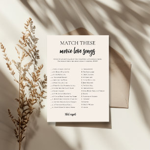 Minimalist Bridal Shower Movie Love Song Match Invitation