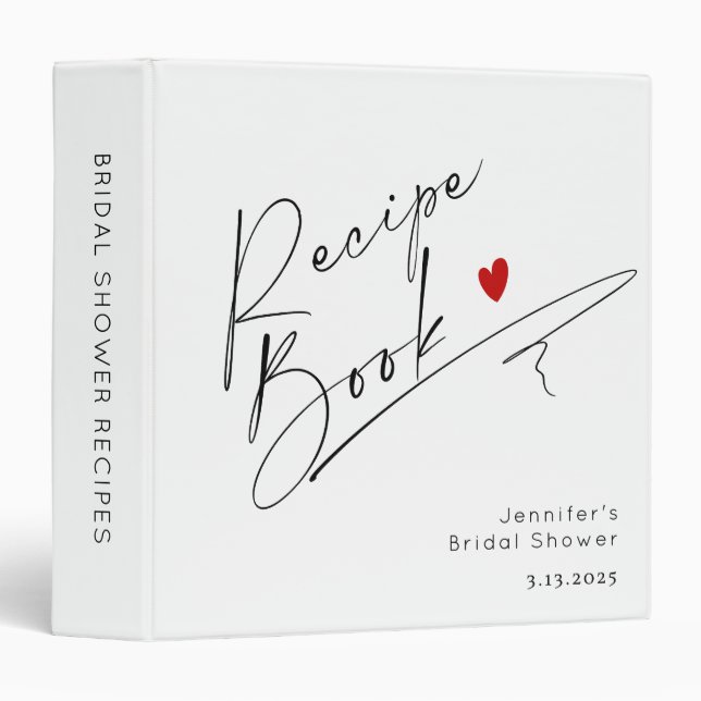 Minimalist Bridal shower Recipe book Binder (Front/Spine)
