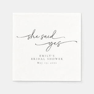 Minimalist Bridal Shower She Said Yes Napkins