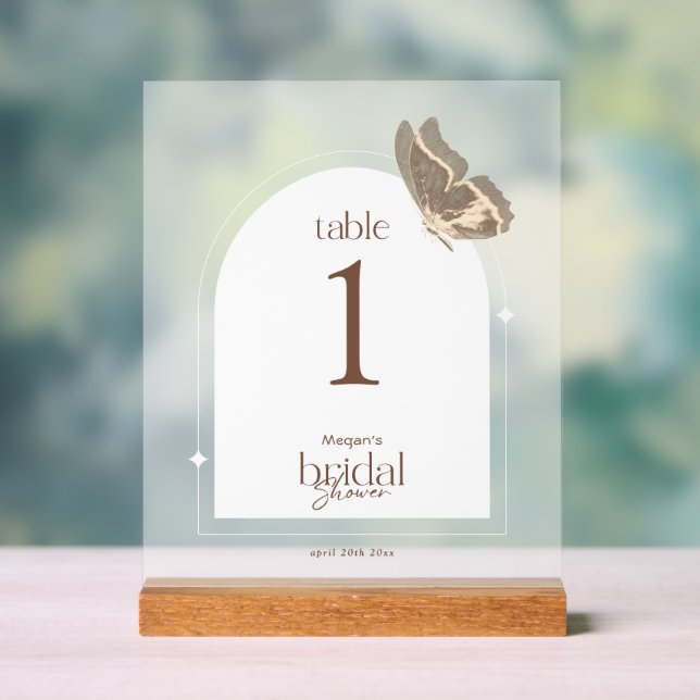 Minimalist Bridal Shower Table Number Frosted (Neutre)
