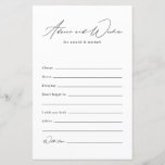 Minimalist Bridal Shower Wedding Advice And Wishes<br><div class="desc">Looking for a simple and elegant way to gather advice and wishes for the newlyweds at their bridal shower or wedding reception? Look no further than this Minimalist Bridal Shower Wedding Advice and Wishes Card! The black and white design is both modern and minimalist, making it the perfect complement to...</div>