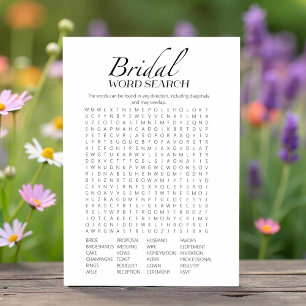 Minimalist Bridal Shower Word Search Game Card