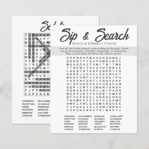 Minimalist Bridal Shower Word Search Simple Modern