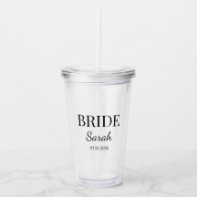 Minimalist Bride Glass Tumbler Custom Wedding Gift