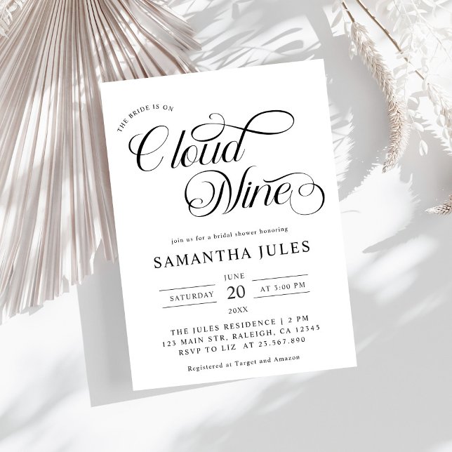 Minimalist  Bride Is On Cloud Nine Bridal Shower Invitation (Creator Uploaded)