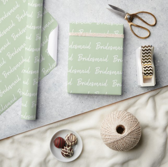 Minimalist Bridesmaid brush script  typography Wrapping Paper (Crafts)