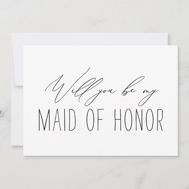 Minimalist Bridesmaid Maid of Honour Proposal Card (Front)