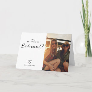Minimalist Bridesmaid Proposal asking postcard