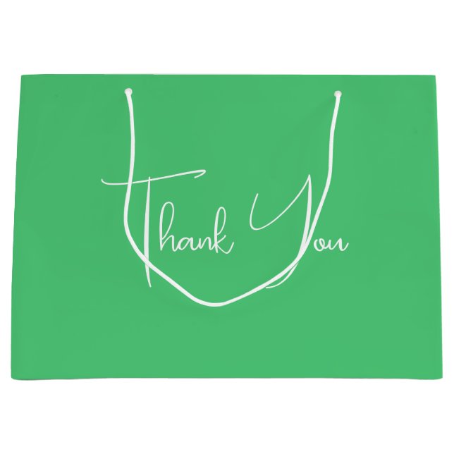 Minimalist Bright Emerald Green Thank You Large Gift Bag (Front)