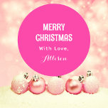 Minimalist Bright Pink Retro Merry Christmas Classic Round Sticker<br><div class="desc">A bright festive pink retro typography personalized "Merry Christmas" sticker. Add some "merry and bright" to your holiday gift giving with this bright pink trendy and stylish sticker design.</div>