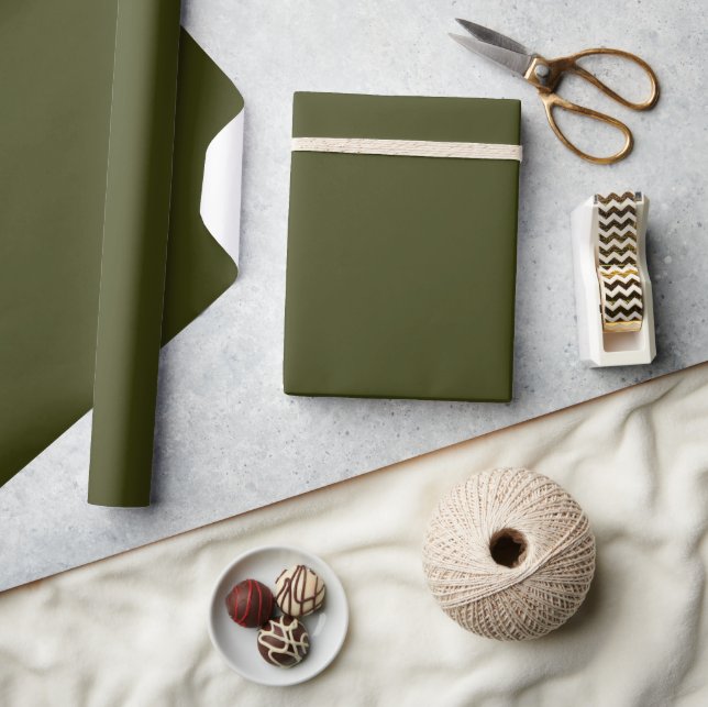 Minimalist bright solid Camouflage green Wrapping Paper (Crafts)
