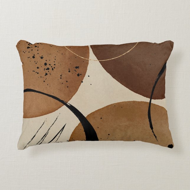 Minimalist Brown Abstract Accent Pillow (Front)