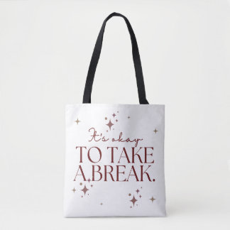 Minimalist Brown and Sparkle Quote Carryall Bag