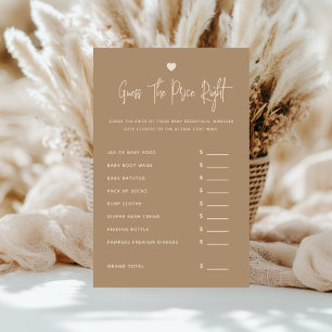 Minimalist Brown Gender Reveal Guess The Price