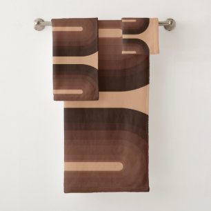 Minimalist Brown Geo Bath Towel Set