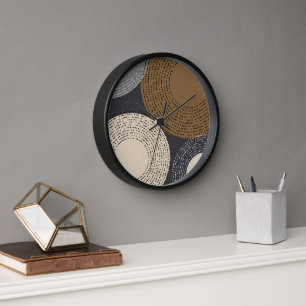 Minimalist Brown Grey Circles Clock