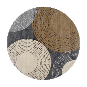 Minimalist Brown Grey Circles Cutting Board