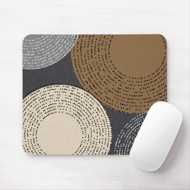 Minimalist Brown Grey Circles Mouse Pad (With Mouse)