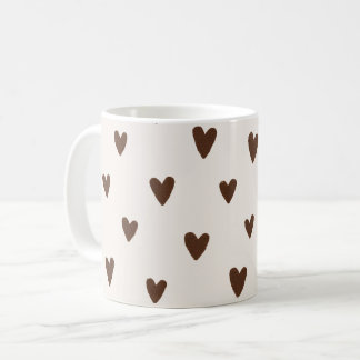 Minimalist Brown Hearts Pattern | Aesthetic Neutra Coffee Mug