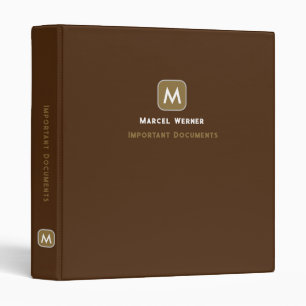 Minimalist Brown Important Documents Organizer  Binder