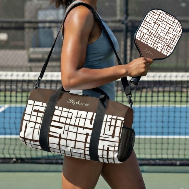 Minimalist Brown Linework | Dink Well Personalized Duffle Bag (Creator Uploaded)