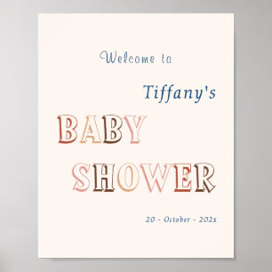Minimalist Brown Modern Gender Neutral Baby Shower Poster