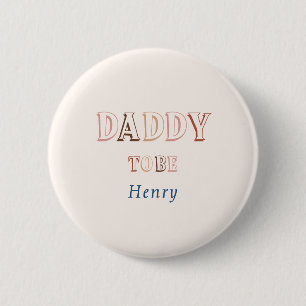 Minimalist Brown Modern Gender Neutral Daddy-to-be 2 Inch Round Button