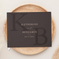 Minimalist Brown Monogram Modern Wedding