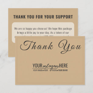 Minimalist Brown Paper Logo Social Media Thank You Card