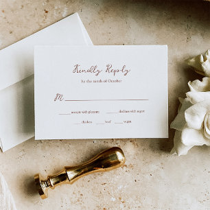 Minimalist Brown Rustic Wedding Meal Choice RSVP Card