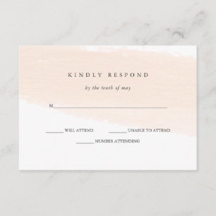 Minimalist Brush Blush Pink Stripe Wedding RSVP Card