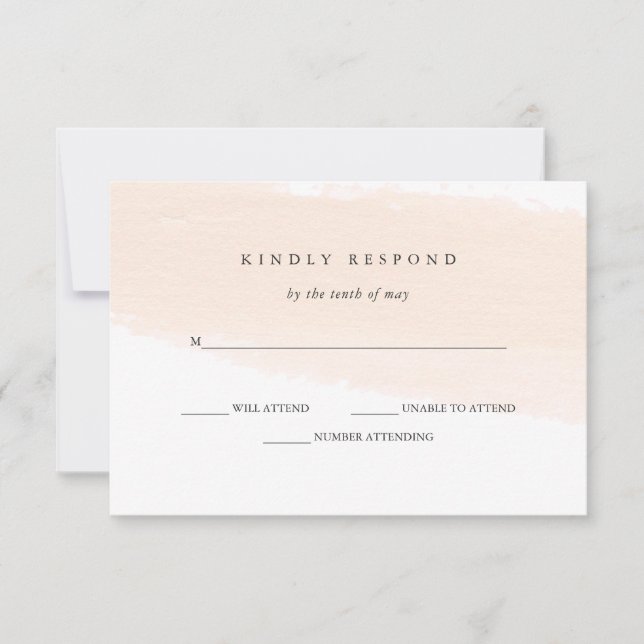 Minimalist Brush | Blush Pink Stripe Wedding RSVP Card (Front)