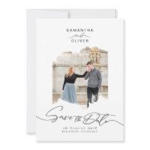 Minimalist Brush Stroke Photo Frame Save the Date