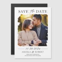 Minimalist Brush Stroke Photo Save the Date Magnet