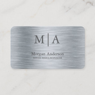Minimalist Brushed Metal Silver Style Professional Business Card