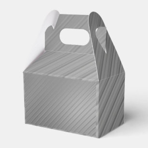 Minimalist Brushed Silver Metallic Diagonal Lines Favor Box