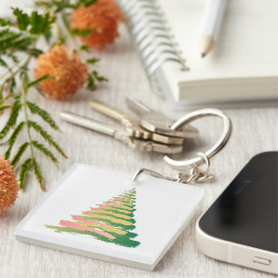 Minimalist Brushstroke Christmas Tree Keychain