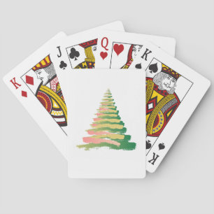Minimalist Brushstroke Christmas Tree Playing Cards