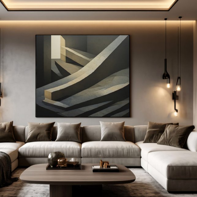 Minimalist Brutalist Concrete Stairs Abstract Canvas Print (Creator Uploaded)