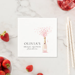 Minimalist Bubbly Brunch Pink Bridal Shower Napkin