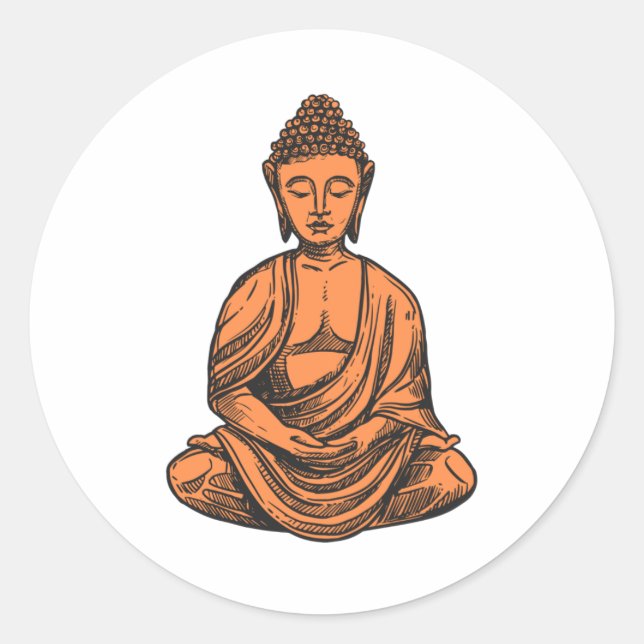 Minimalist Buddha Classic Round Sticker (Front)