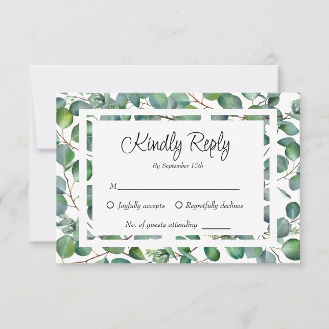 Minimalist Budget Friendly Farmhouse Greenery  RSVP Card (Front)