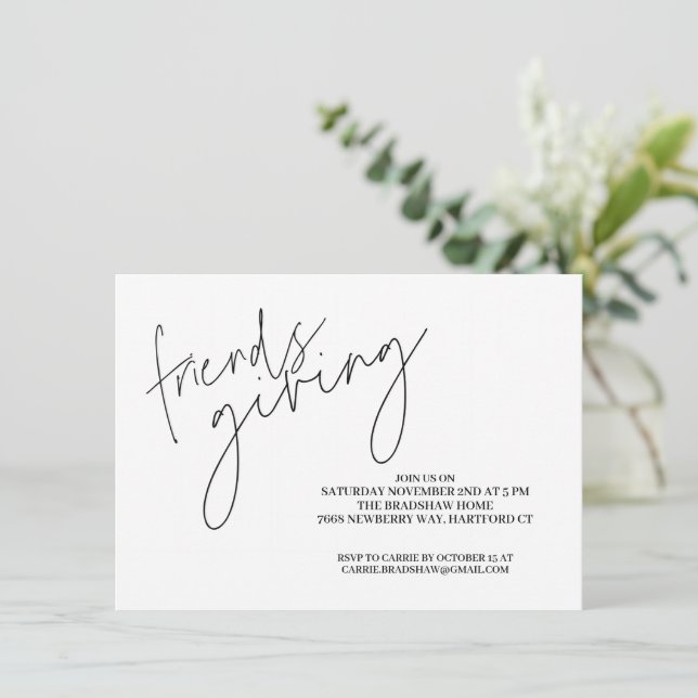 Minimalist Budget Friendsgiving Invitation (Standing Front)