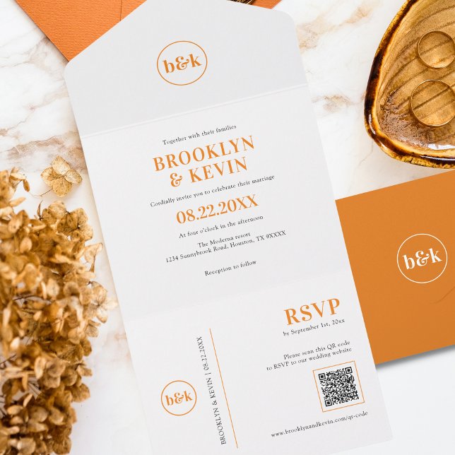 Minimalist Budget Orange QR Code | PHOTO All In One Invitation (Creator Uploaded)