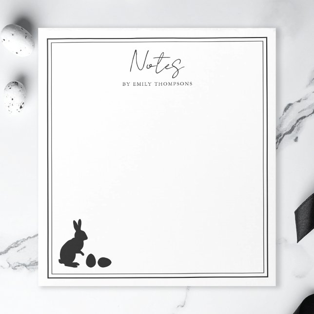 Minimalist Bunny And Eggs In Black Modern Easter Notepad (Creator Uploaded)