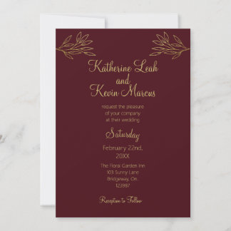 Minimalist Burgandy Wine  Design Invitation