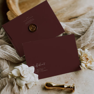 Minimalist Burgundy A7 5x7 Wedding Invitation  Envelope